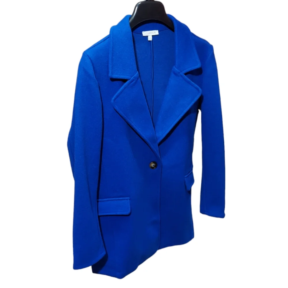 Blashe Women Royal Blue Belted Blazer Coat Jacket Single Button Size S. M. L.